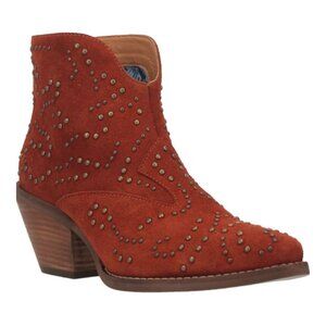 Dingo Women's Denim N Diamonds Suede Leather Booties NEW in Rust 9 M